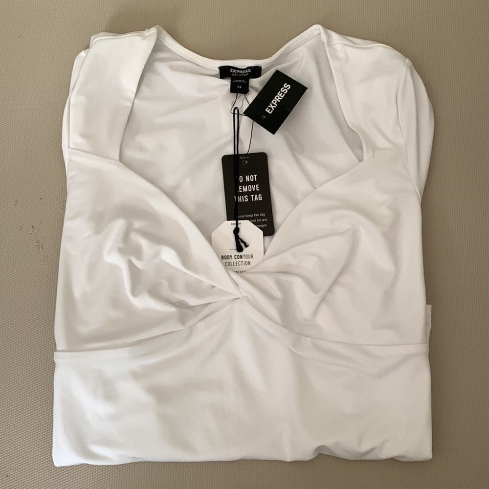 Express Body Contour Silky Twist Front Thong Bodysuit - Picture 5 of 10